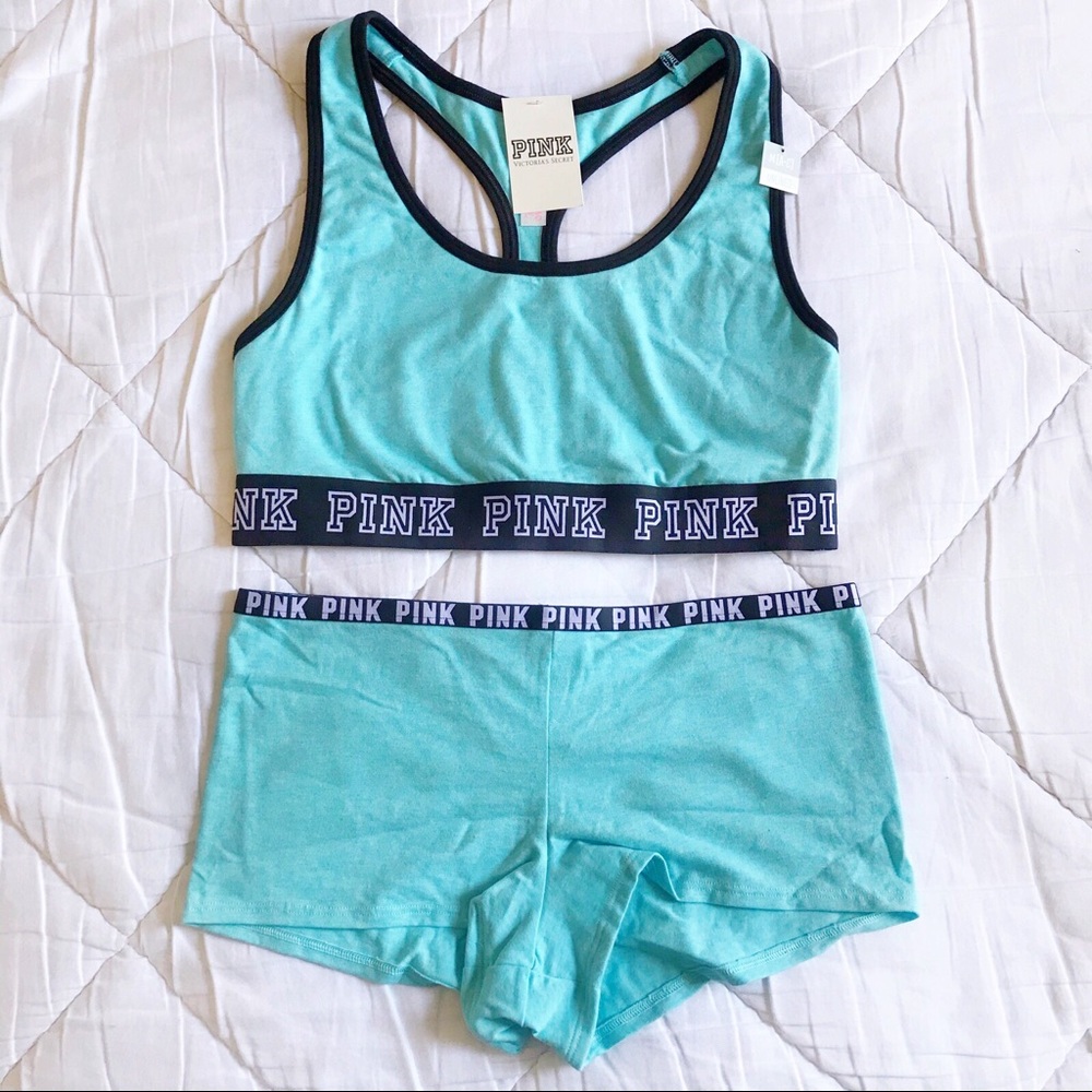 Vs Pink Logo Sports Bra & Panty Set